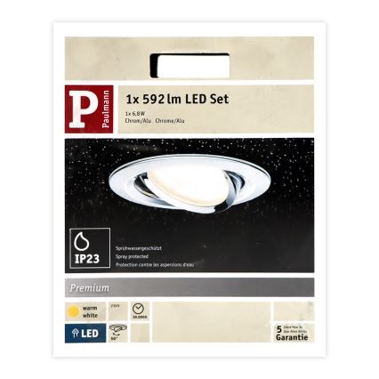 Paulmann 93867 - 1xLED/6,8W IP23 Vonios įleidžiamas šviestuvas COIN 230V