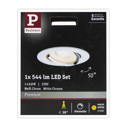 Paulmann 93945 - LED/6,8W IP23 Reguliuojamas įleidžiamas vonios šviestuvas COIN 230V