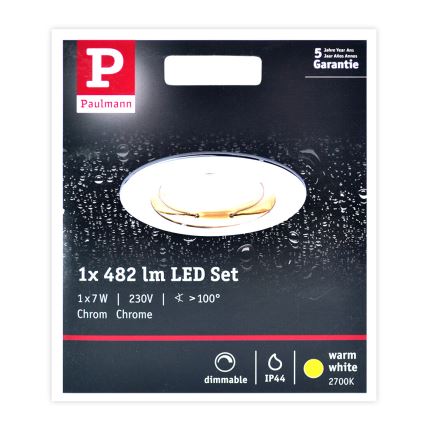 Paulmann 93959 - LED/7W IP44 Reguliuojamas vonios šviestuvas COIN 230V