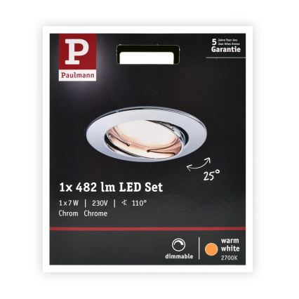 Paulmann 93965 - LED/7W Vonios pritemdomas šviestuvas COIN 230V