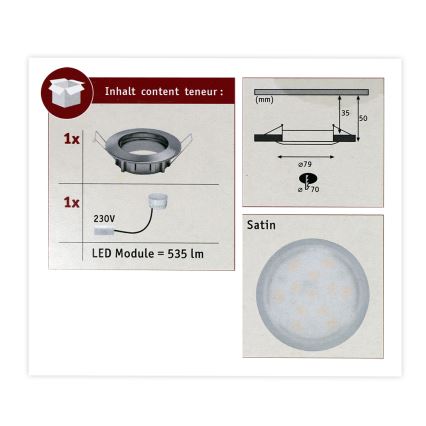 Paulmann 93975 - LED/6,8W IP44 Vonios įleidžiamas šviestuvas COIN 230V