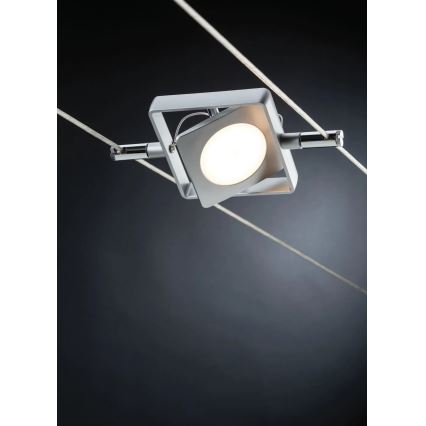 Paulmann 94107 - RINKINYS 4xLED/4,3W taškiniai šviestuvai kabelinei MAC sistemai, 230V, matinis chromas
