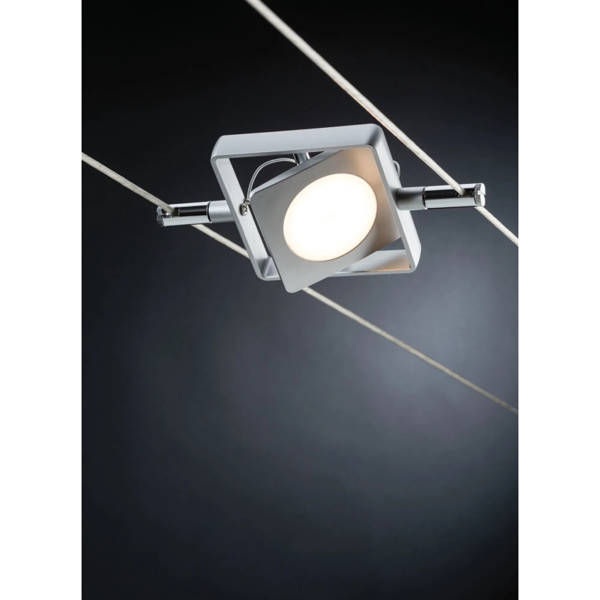 Paulmann 94107 - RINKINYS 4xLED/4,3W taškiniai šviestuvai kabelinei MAC sistemai, 230V, matinis chromas