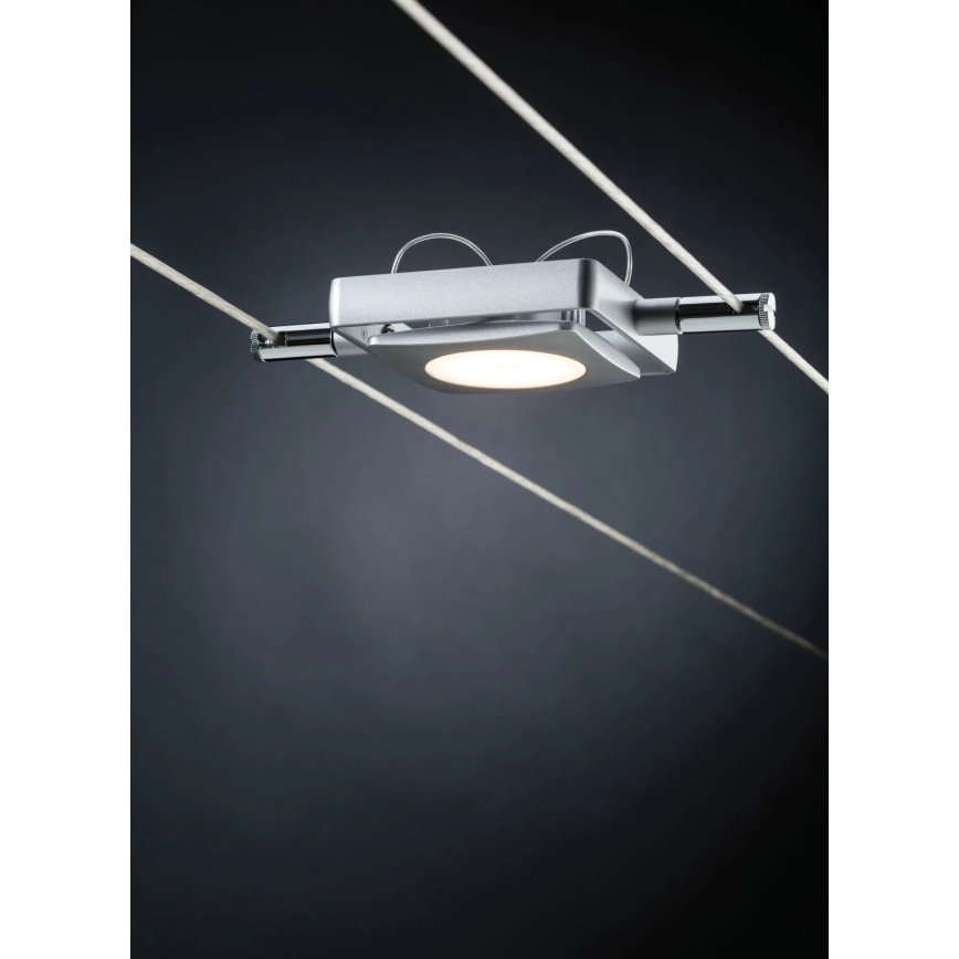 Paulmann 94107 - RINKINYS 4xLED/4,3W taškiniai šviestuvai kabelinei MAC sistemai, 230V, matinis chromas