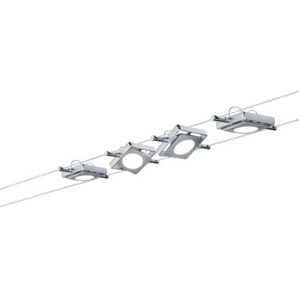 Paulmann 94107 - RINKINYS 4xLED/4,3W taškiniai šviestuvai kabelinei MAC sistemai, 230V, matinis chromas