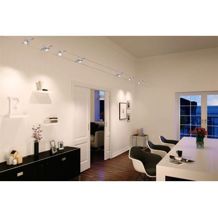 Paulmann 94132 - 1xGU5,3/10W LED šviestuvas su kabelių sistema MAC 12V matinio chromo spalvos