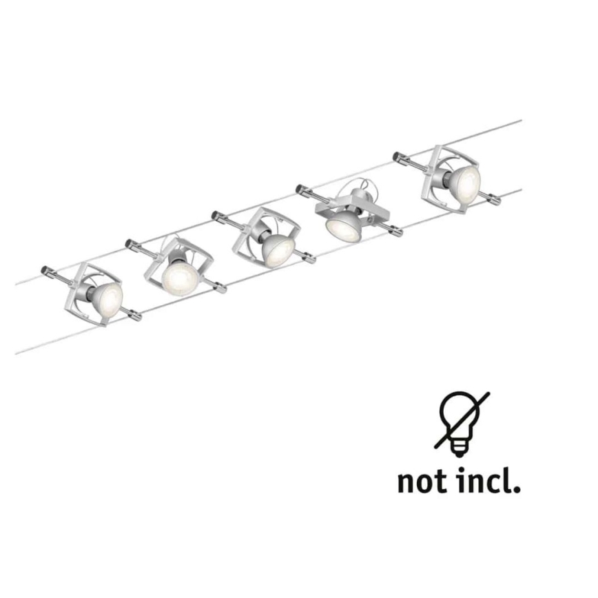 Paulmann 94133 - RINKINYS 5xGU5,3/10W Taškinis šviestuvas kabelinės sistemos MAC 230V matinio chromo spalvos