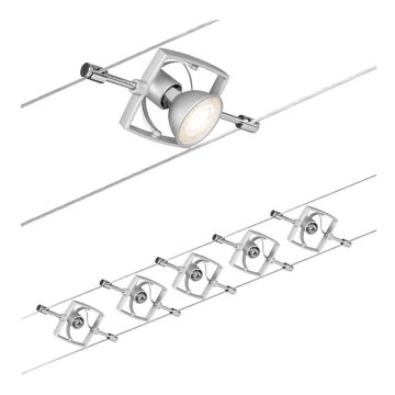 Paulmann 94133 - RINKINYS 5xGU5,3/10W Taškinis šviestuvas kabelinės sistemos MAC 230V matinio chromo spalvos