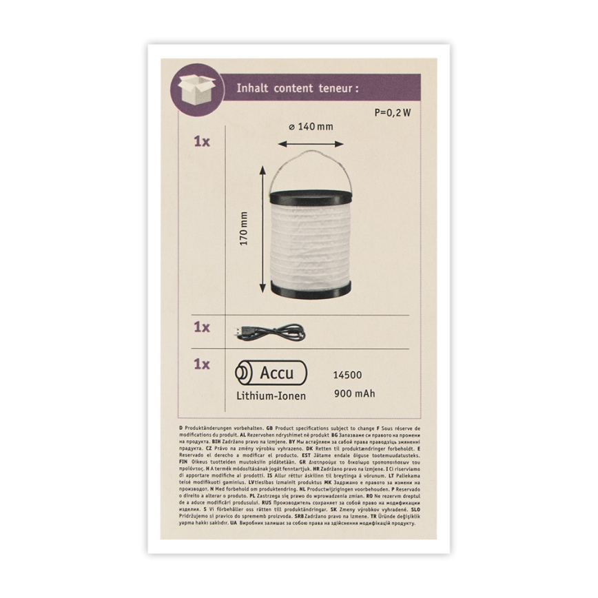 Paulmann 94169 - LED/0,2W IP44 Dekoratyvinis lauko šviestuvas MOBILE 3,7V 900 mAh
