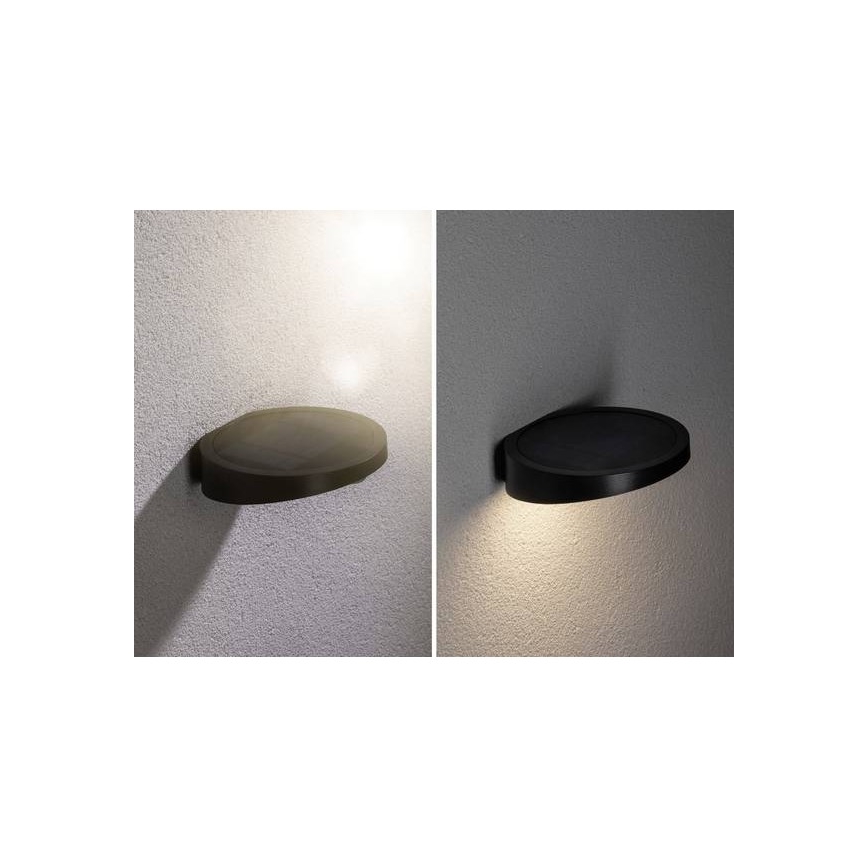 Paulmann 94246 - LED/1,2W IP44 Lauko šviestuvas, įkraunamas saulės energija su jutikliu RYSE 3,7V 1800 mAh