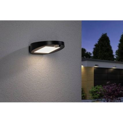 Paulmann 94246 - LED/1,2W IP44 Lauko šviestuvas, įkraunamas saulės energija su jutikliu RYSE 3,7V 1800 mAh