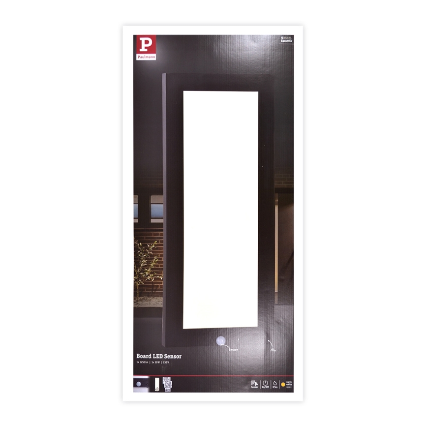 Paulmann 94256_1 - LED/10W IP44 Lauko lubinis šviestuvas su jutikliu 230V