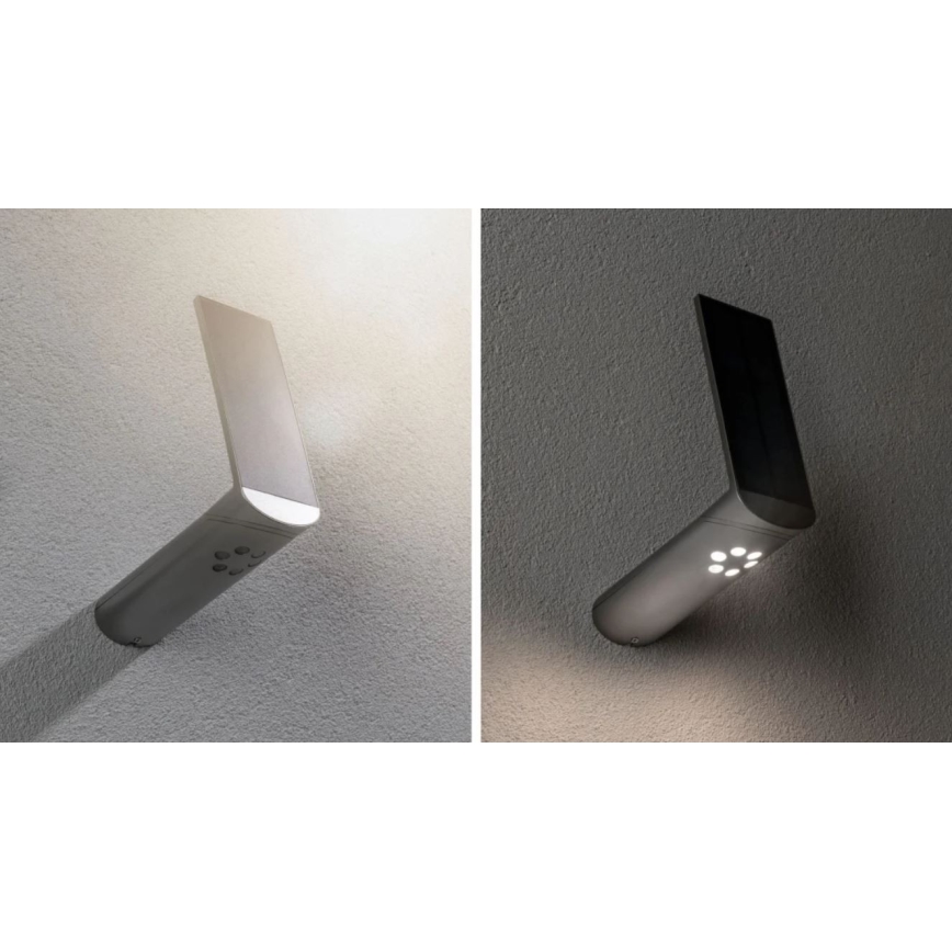 Paulmann 94261 - LED/1,2W IP44 Saulės energijos sieninis šviestuvas su jutikliu ILIAS 3,7V