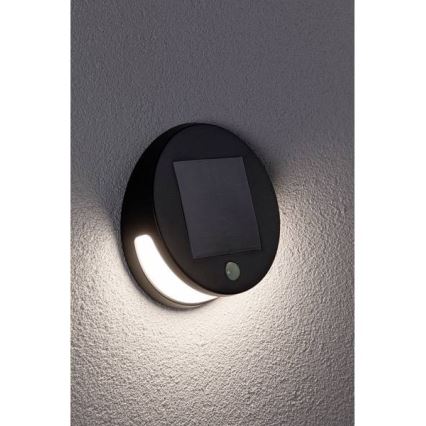 Paulmann 94265 - LED/3W IP44 Lauko šviestuvas, įkraunamas saulės energija su jutikliu HELENA 3,7V 1800 mAh