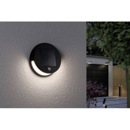 Paulmann 94265 - LED/3W IP44 Lauko šviestuvas, įkraunamas saulės energija su jutikliu HELENA 3,7V 1800 mAh