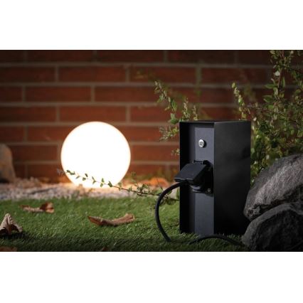 Paulmann 94315 -Lauko kištukinių lizdų stulpas su prieblandos jutikliu RIO 3Z SCHUKO 230V IP44