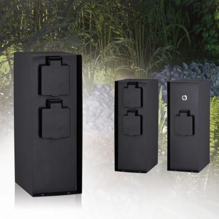Paulmann 94315 -Lauko kištukinių lizdų stulpas su prieblandos jutikliu RIO 3Z SCHUKO 230V IP44