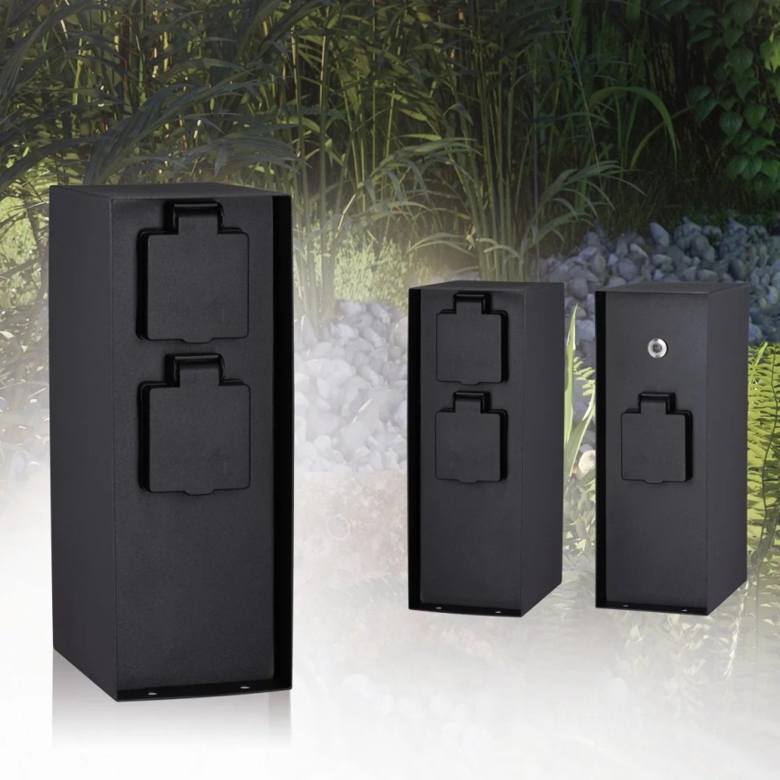 Paulmann 94315 -Lauko kištukinių lizdų stulpas su prieblandos jutikliu RIO 3Z SCHUKO 230V IP44