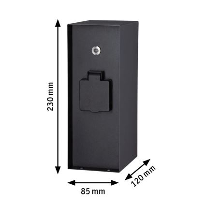 Paulmann 94315 -Lauko kištukinių lizdų stulpas su prieblandos jutikliu RIO 3Z SCHUKO 230V IP44