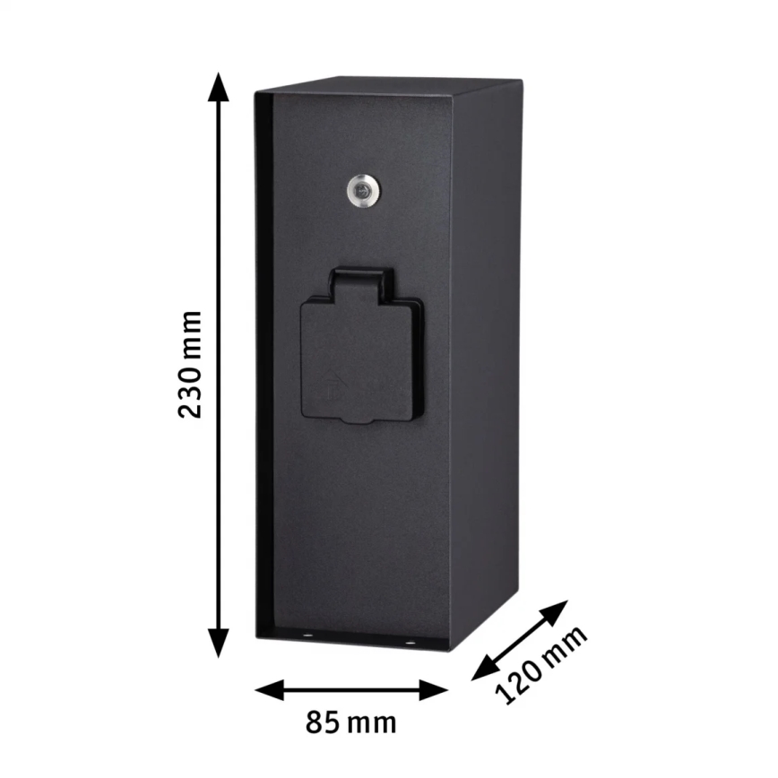 Paulmann 94315 -Lauko kištukinių lizdų stulpas su prieblandos jutikliu RIO 3Z SCHUKO 230V IP44