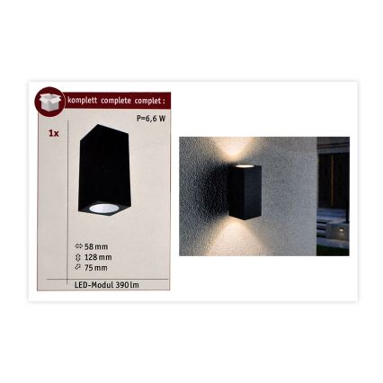 Paulmann 94328 - 2xLED/2,8W IP44 Lauko sieninis šviestuvas FLAME 230V antracitas