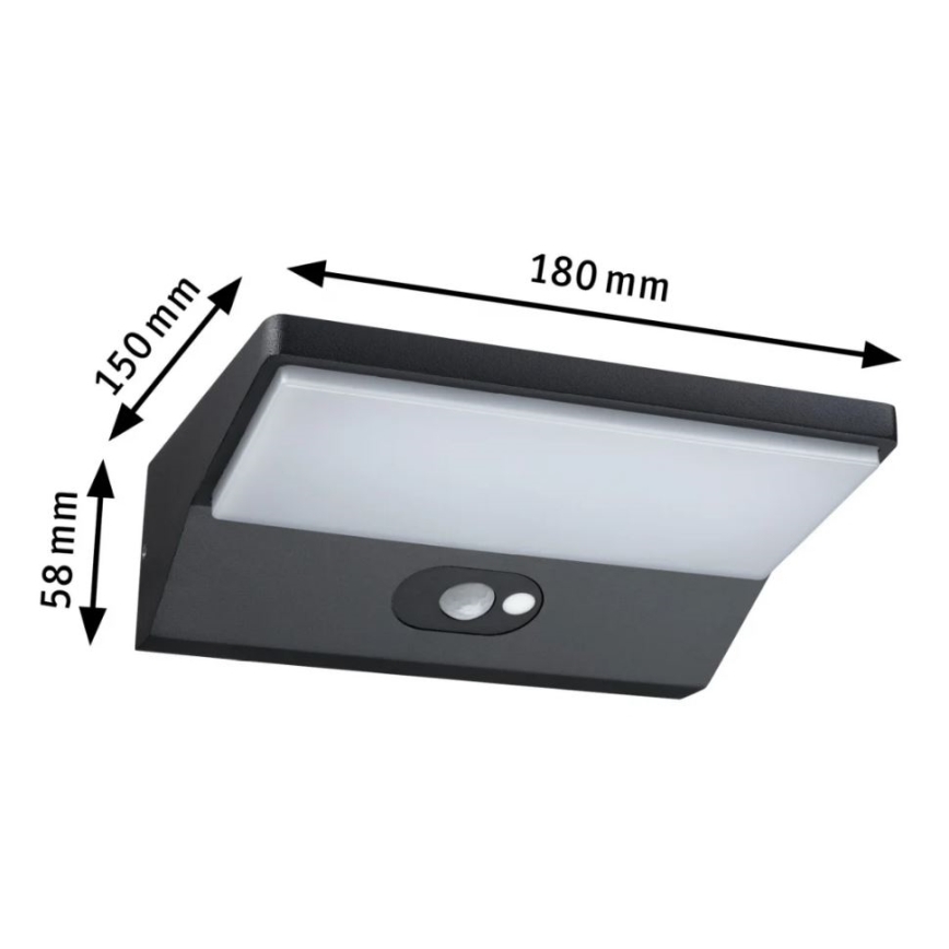 Paulmann 94333 - LED/7,4W IP44 Lauko sieninis šviestuvas su jutikliu HOUSE 230V