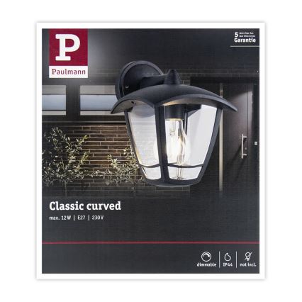 Paulmann 94392 - 1xE27/12W IP44 Sieninis lauko šviestuvas CLASSIC 230V