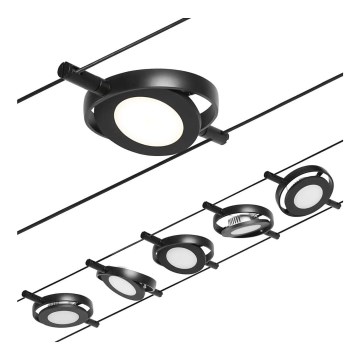 Paulmann 94418 - RINKINYS 5xLED/4,5W Pilna ROUNDMAC 230V laidų sistema, juoda