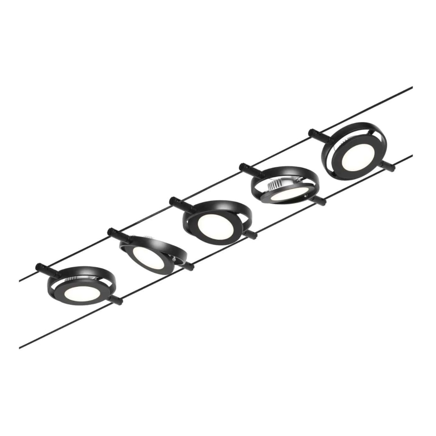 Paulmann 94418 - RINKINYS 5xLED/4,5W Pilna ROUNDMAC 230V laidų sistema, juoda