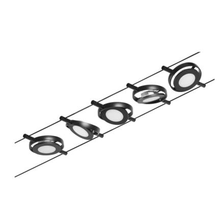 Paulmann 94418 - RINKINYS 5xLED/4,5W Pilna ROUNDMAC 230V laidų sistema, juoda