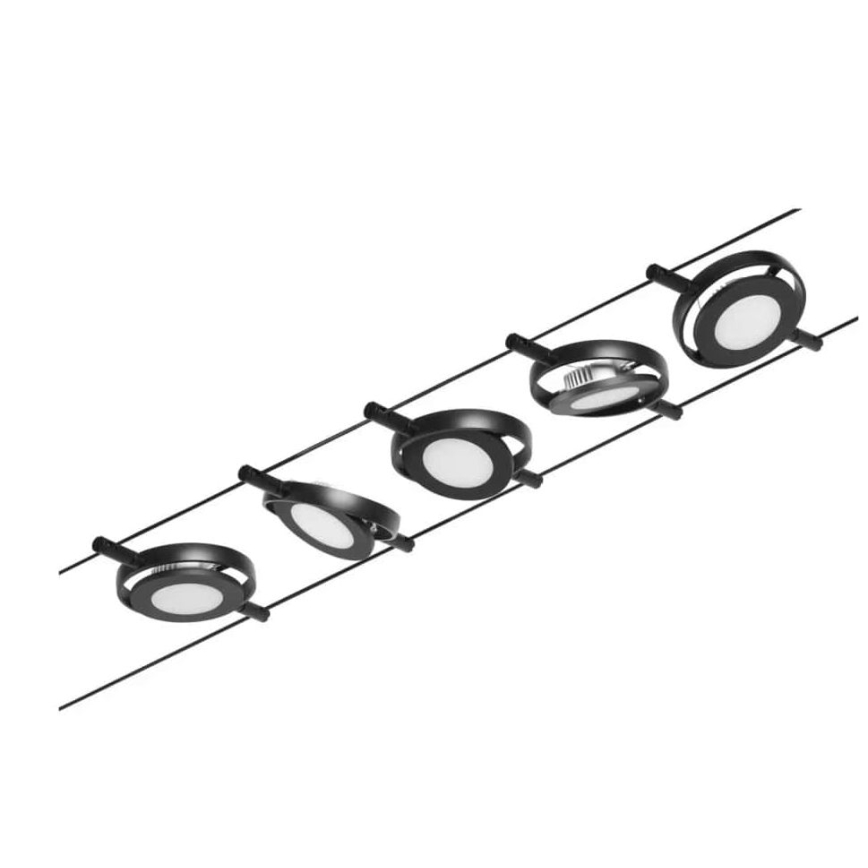 Paulmann 94418 - RINKINYS 5xLED/4,5W Pilna ROUNDMAC 230V laidų sistema, juoda