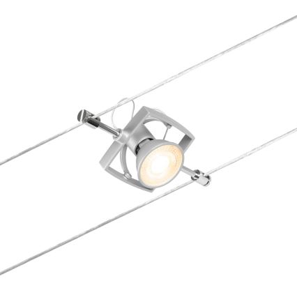 Paulmann 94430 - RINKINYS 5xGU5,3/10W Taškinis šviestuvas kabelinės sistemos MAC 230V matinio chromo spalvos