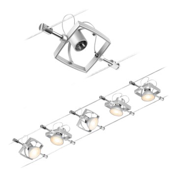 Paulmann 94430 - RINKINYS 5xGU5,3/10W Taškinis šviestuvas kabelinės sistemos MAC 230V matinio chromo spalvos