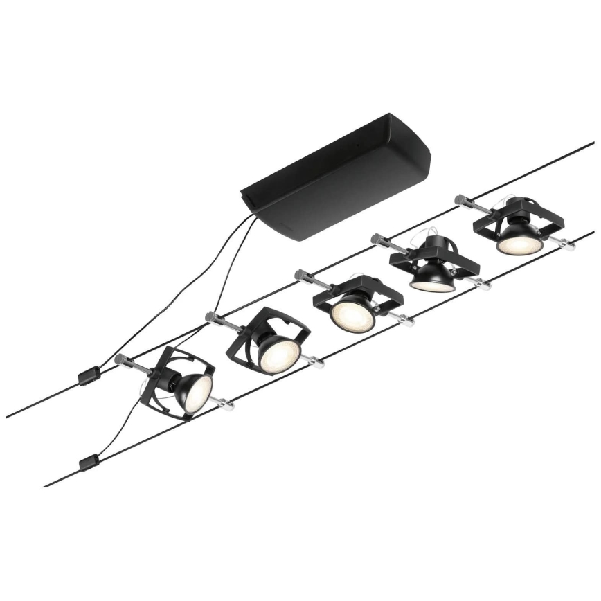 Paulmann 94434 - RINKINYS 5xGU5,3/10W Taškinis šviestuvas kabelinės sistemos MAC 230V juodas