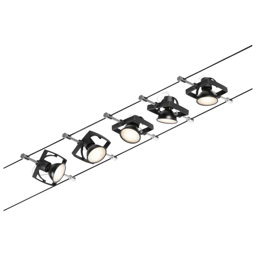 Paulmann 94434 - RINKINYS 5xGU5,3/10W Taškinis šviestuvas kabelinės sistemos MAC 230V juodas