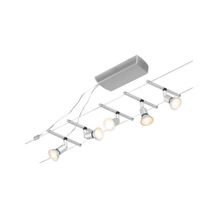 Paulmann 94442 - KOMPLEKTAS 5xGU5,3/10W Akcentinis šviestuvas bėgių sistemai SALT 230V matinis chromas