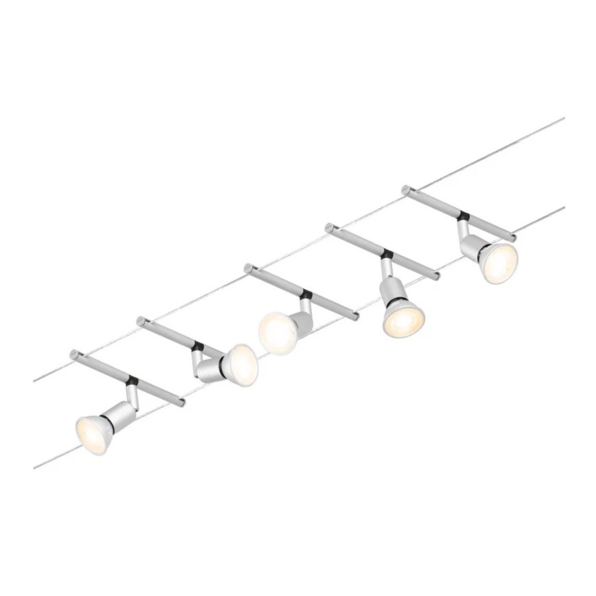 Paulmann 94442 - KOMPLEKTAS 5xGU5,3/10W Akcentinis šviestuvas bėgių sistemai SALT 230V matinis chromas
