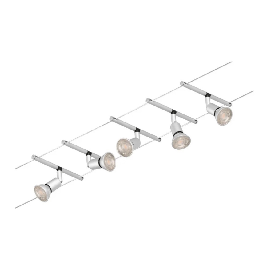 Paulmann 94442 - KOMPLEKTAS 5xGU5,3/10W Akcentinis šviestuvas bėgių sistemai SALT 230V matinis chromas