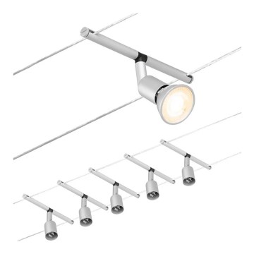 Paulmann 94442 - KOMPLEKTAS 5xGU5,3/10W Akcentinis šviestuvas bėgių sistemai SALT 230V matinis chromas