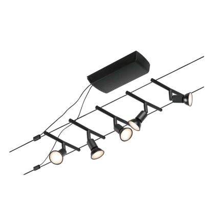 Paulmann 94446 - RINKINYS 5xGU5,3/10W Komplektinė SALT kabelinė sistema 230V juoda