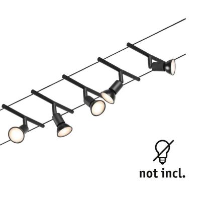 Paulmann 94446 - RINKINYS 5xGU5,3/10W Komplektinė SALT kabelinė sistema 230V juoda