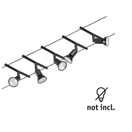 Paulmann 94446 - RINKINYS 5xGU5,3/10W Komplektinė SALT kabelinė sistema 230V juoda