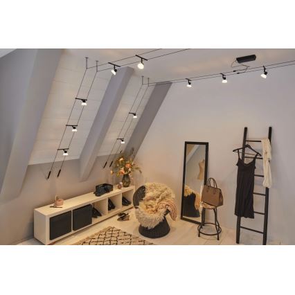 Paulmann 94450 - Komplektas 5xGU5,3/10W Pilna SHEELA kabelinė sistema 230V, juoda