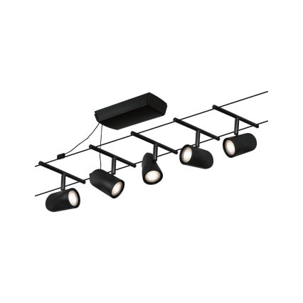 Paulmann 94469 - Rinkinys 5xGU5,3/10W Pilna vielinė pakabinimo sistema CUP 230V juoda
