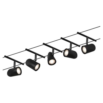 Paulmann 94469 - Rinkinys 5xGU5,3/10W Pilna vielinė pakabinimo sistema CUP 230V juoda