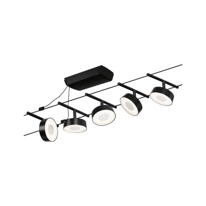 Paulmann 94479 - Rinkinys 5xLED/5W, pilna CIRCLE kabelinė sistema, 230V, juoda