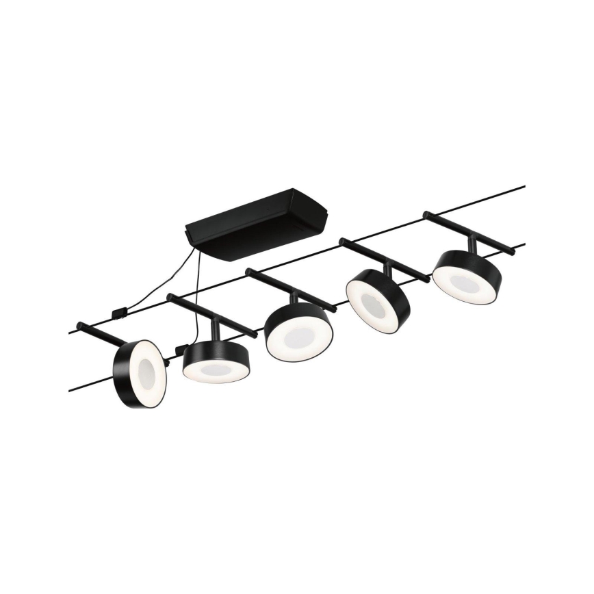 Paulmann 94479 - Rinkinys 5xLED/5W, pilna CIRCLE kabelinė sistema, 230V, juoda
