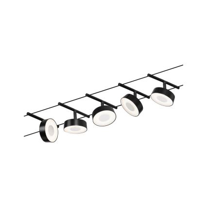 Paulmann 94479 - Rinkinys 5xLED/5W, pilna CIRCLE kabelinė sistema, 230V, juoda
