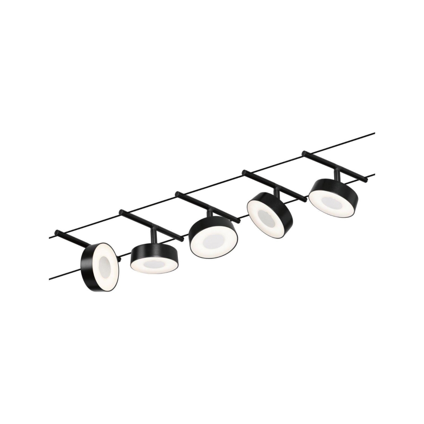 Paulmann 94479 - Rinkinys 5xLED/5W, pilna CIRCLE kabelinė sistema, 230V, juoda