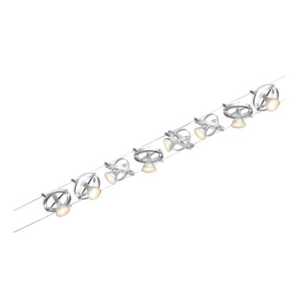 Paulmann 94490 - RINKINYS 8xGU5,3/7,5W Taškinis šviestuvas lankiniam sistemai CARDAN 230V matinio chromo spalvos